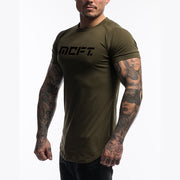 Fitness T-Shirt mit Aufdruck in Armeegrün für Herren