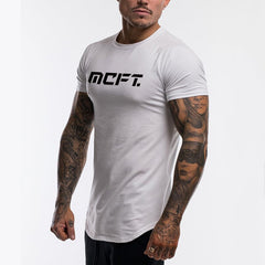 Fitness T-Shirt mit Aufdruck in Weiß für Herren