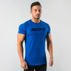 Fitness T-Shirt mit Aufdruck in Blau für Herren