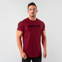 Fitness T-Shirt mit Aufdruck in Weinrot für Herren